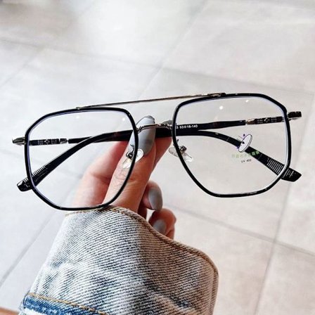 Anti-Blue Light Lasit Ylisuuret silmälasit MUSTA SILVER MUSTA