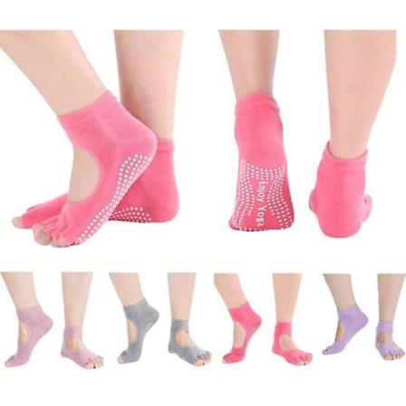 Yogaskor Yogastrumpor - One Size Tåstretch Sockor 4 Färger Purple