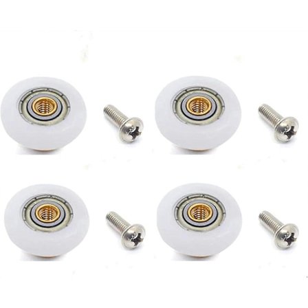 4 Sæt Brusevægsrulle Hjul Ruller Udskiftningsdel Badeværelse Glasdør Rulle Glide Brusevægsdør Rulle Hjul - 19mm x 5mm Guld, Hvid
