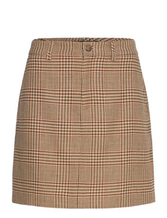 Glen Plaid Tweed Pencil Miniskirt Brown Lauren Ralph Lauren