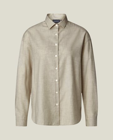 Lexington Casual Baumwollflanell Hemd, Braun Meliert