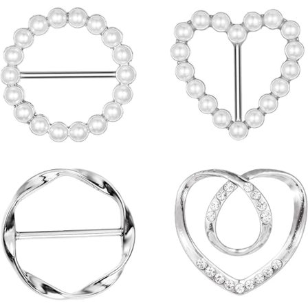 4 kpl Huiviklipsit naisille, Huivirengas Klipsi, T-paita Solmioklipsit, Kulmasolmionappi naisille, Sivuvyötärön kiristysklipsit