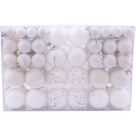 Julekugler til juletræer, ubrydelige julekugler med snor, hvide julekugler til juletræspynt
