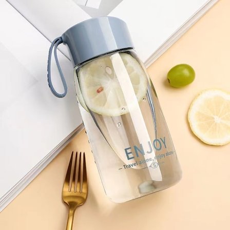 380ml Plastikk Vannflasker Gjennomsiktig Flaske Utendørs Sport Vannkopp Vannkrus Student Bærbar Krus - FARGE: blå