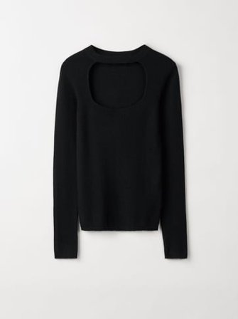 Soft Goat - Fine Knit Choker Top - L - Black