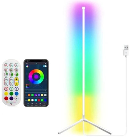Stue Rom Dimbar Hjørne Gulv Lampe 150cm Stativ Tuya Smart RGB LED Humør Lys