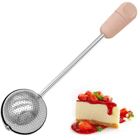 Rustfrit Stål Krydderi Glasur Sukker Pulver Shaker Duster Bagemel Sigte Kakao Pulver Sigte Håndholdt Mel Sigte Krydderi Sigte Ske Skål Fin Mask