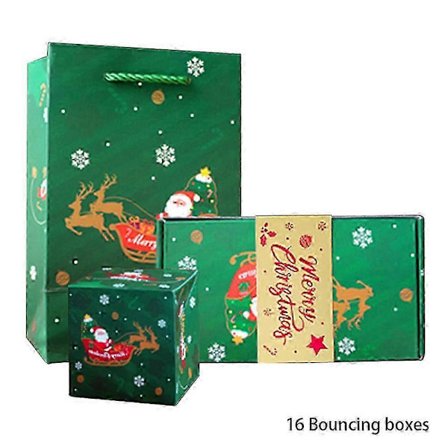 Jul-Pop-Up Penge Gaveæske - Personlig DIY Foto Overraskelse Eksplosionsboks Julegave til Børn Voksne Grøn