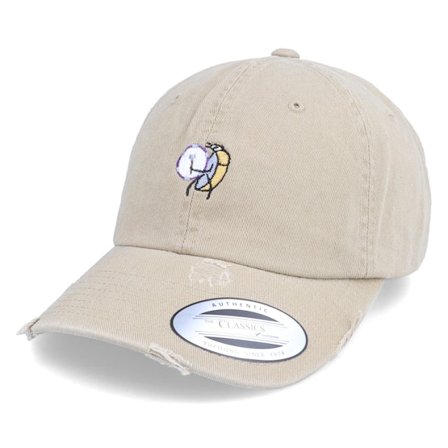 Abducted - Beige unconstructed Cap - Tiny Bug Drummer Ripped Khaki Dad Cap / Unconstructed @ Hatstore