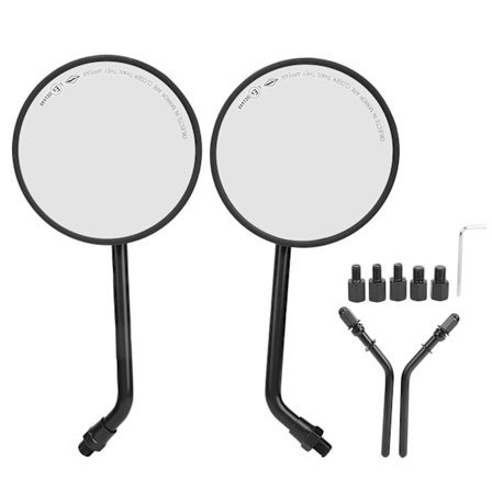 2 stk. Motorcykel Foldbare Spejle Bakspejl Universal Rund Sort Hus Styremontering