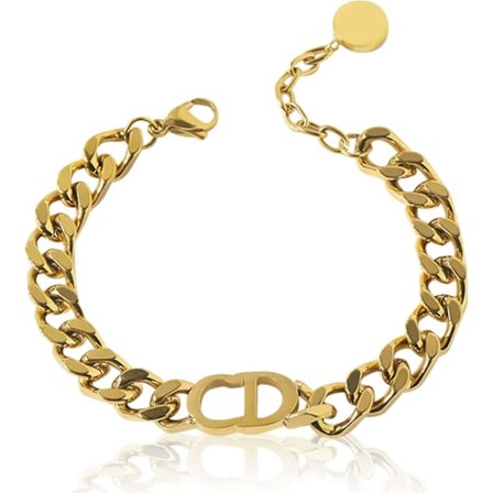 18k Guldpläterat Mode Halsband Armband i Rostfritt Stål för Kvinnor Män - Bokstav Cd Halsband Enkelt Länkarmband Punkstil Hip Hop Tjockt Halsband 