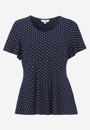 Cellbes of Sweden - Mönstrad trikåtopp - marin / prickig - för damer - 38/40
