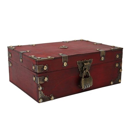 Vintage smykkeskrin i træ med lås - Rummelig og robust multifunktionel smykkeorganisator til hjem og kontor