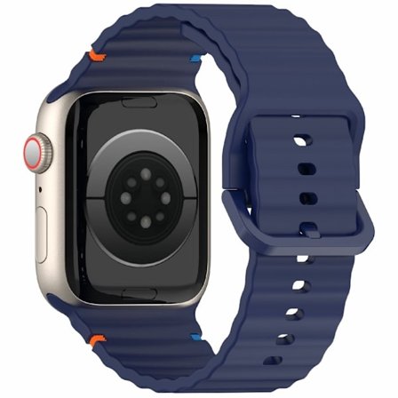 Silikonrem for Apple Watch Series 49mm - 45mm - 44mm - 42mm Wave Band - Marineblå