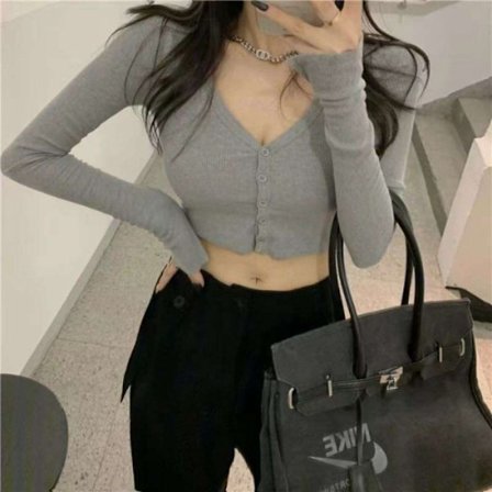 Casual T-skjorter Langermet GREY-M GREY-M