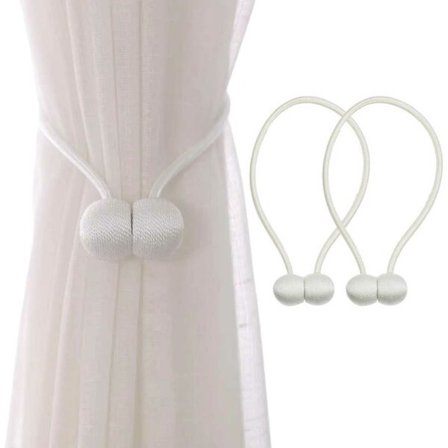 2 -pakk magnetisk gardin spenne gardinmutter - hvit