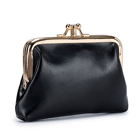 Naisten Kiss Lock -kolikkolaukku Nahkalompakko Solki Kolikkokukkaro Musta Naisten Kolminkertainen Metallikehys Kiss Lock C