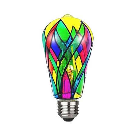 LED Farvet Lys Pære 4W E26 Sokkel ST19 Farvet Glas Til Dekoration Hjemmebelysning Have Altan 1-pak