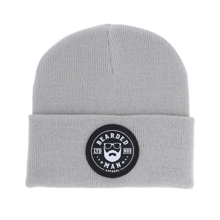Bearded Man - Grau Cuff Mütze - Beard Logo R Light Grey Cuff @ Hatstore