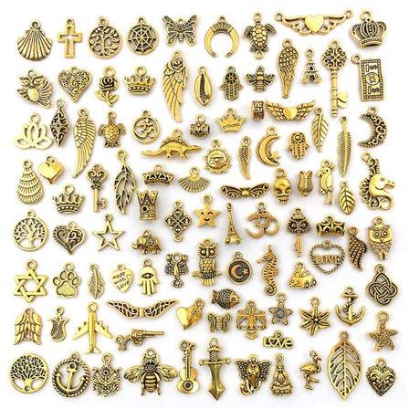 100 st Vintage Skelettnyckel Charm, Blandade Antik Stil Bro
