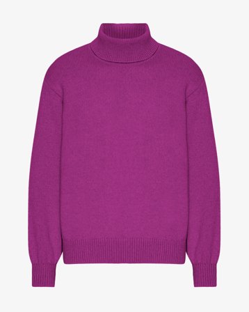 Merino Wool Turtleneck - Magenta Blaze L