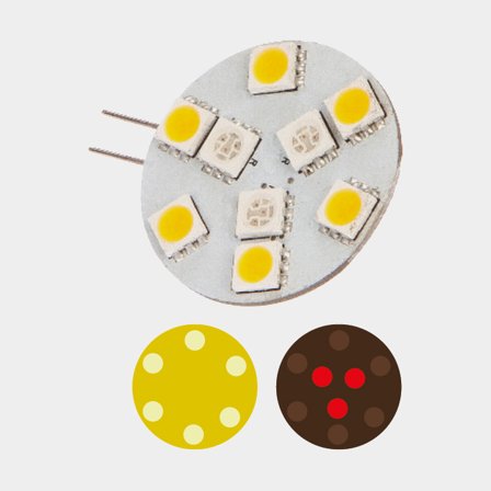 LED-lamp NauticLED, 10 - 30 V, 10 W, zijpinnen, met wit / rood licht