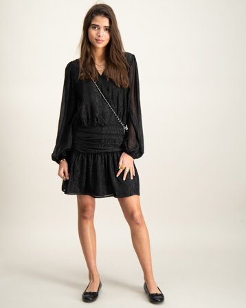 Gina Tricot Young Y ruched dress Musta Mekot Tytöt - Kids Brand Store