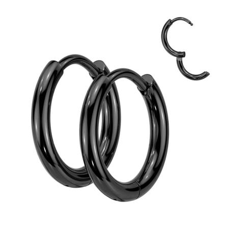 1 Par 8 Mm Hoops Örhängen I Svartpläterad 316l Kirurgiskt Stål Svart