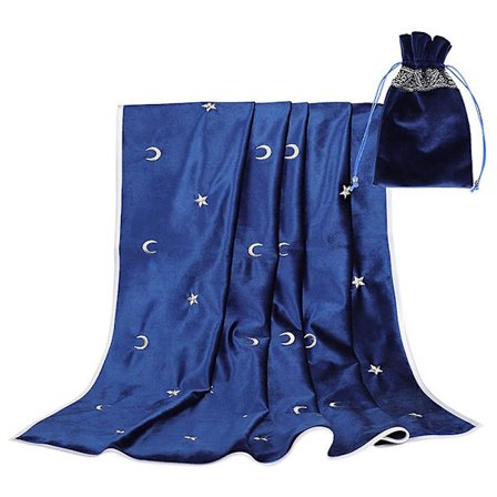 Alter Tarot-dug med fløjlsdug til tarot-spådom med stjernebroderi, spillepose