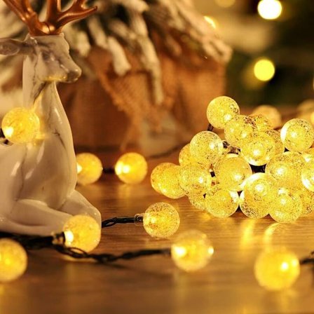 Udendørs Solar Julelys Varm Hvid 30 LED 6,5 m Solar Kugle Udendørs Vandtæt Havelampe Dekoration Thanksgiving Hjem Soveværelse Gård T