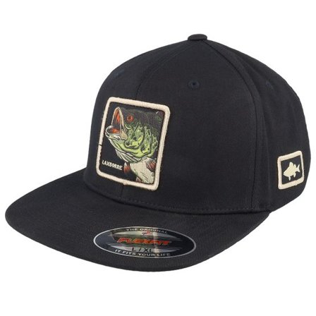 Skillfish - Svart fitted Keps - Laxborre Flat Brim Black Fitted Flexfit @ Hatstore