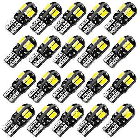 20 st W5W T10 LED-lampor Canbus 5730 8SMD 12V 6000K 194 168 LED Bilinteriör Kartlampa Kupollampa Parkeringslampa Autosignallampa
