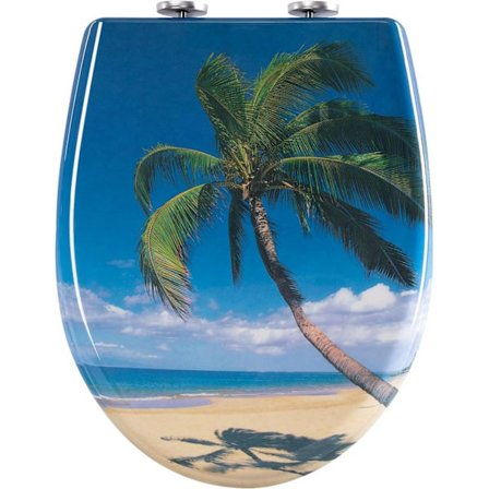 Rootz Soft Close WC-istuin - Duroplast - Pikalukituspainike - Vedenpitävä - 37 cm x 47,5 cm - Merikuvio - Antibakteerinen - Ruosteenkestävä sarana