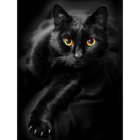30x40cm, svart katt 5d diamantmålad strassbroderi canva