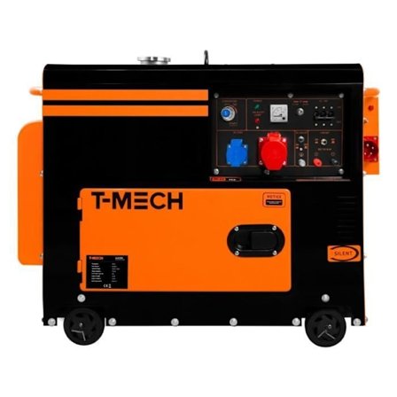 T-Mech trefas elgenerator 400V - Diesel - Integrerad ATS - Elstart - 6,5kVA - 20L