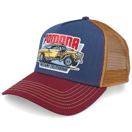 JJ Hats - Ble trucker Czapka Z Daszkiem - Pomona Raceway Wine/Navy A-Frame Trucker @ Hatstore
