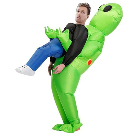 Nabila Oppustelig Alien-kostume til voksne til Halloween, Cosplay, Fancy Dress, Grøn_max