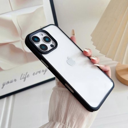 För iPhone 16 Pro Skal TPU+PC Kristallklart Baksida med Hål för Snodd