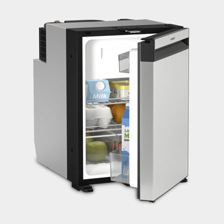 Kylskåp med kompressor Dometic NRX 50S, 12V / 24V, dörr, 44 liter (varav 4.4 liter frysfack), silver frontpanel (rostfritt stål)