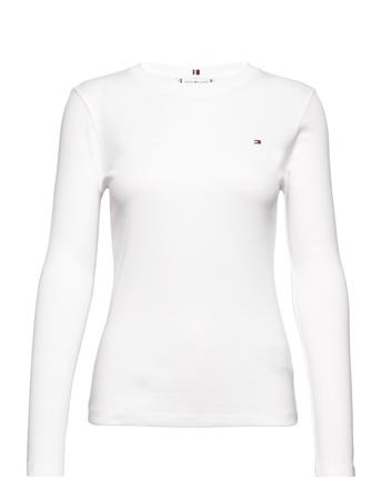 Slim New Cosy C-Nk Ls Langærmet T-shirt Hvid Tommy Hilfiger