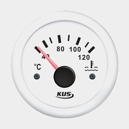 Vattentemperaturmätare KUS, imfri, Ø52 mm, 12 V / 24 V, vit, 40 - 120 °C