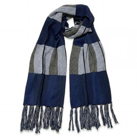 Hiems | Blue and White Plaid Scarf for Men - Winter Scarves