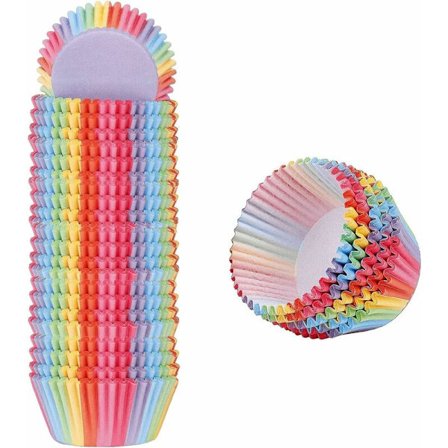 200 kpl cupcake-vuokia, sateenkaaren cupcake-vuokia, kakkuvuokia