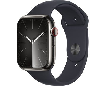 Apple-Watch Series 9 GPS + Cellular 45mm Graphite Stainless Steel Case with Midnight Sport Band - S/M - B-vare-Mye klarere. Klarer mye mer.-Personal 