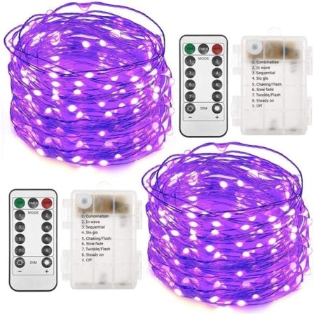 Batteridrivna ljusslingor, 10 meter 100 LED-slingor, fjärrkontroll med timer, 8 lägen