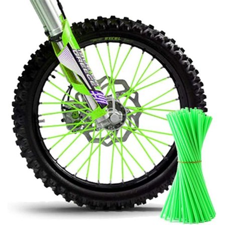 72 stk./pakke Universal Fælgbeskyttelse Egerbeskyttere Motocross Eger Skins Fælge til Dirt Bike Mountain Cykel Motorcykel Dekoration (Grøn, 23,7 CM)