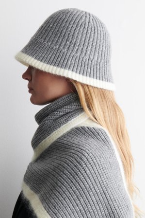COS Contrast-Tipped Wool-Mohair Bucket Hat in Grey - Women