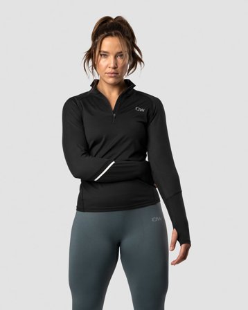 Everyday Long Sleeve 1/4 Stripe Zipper Black