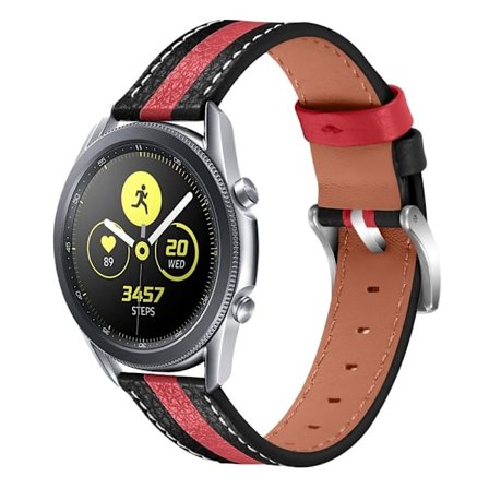 Klockarmband i koskinnläder med färgsplice för Samsung Galaxy Watch 4 - Svart / Röd