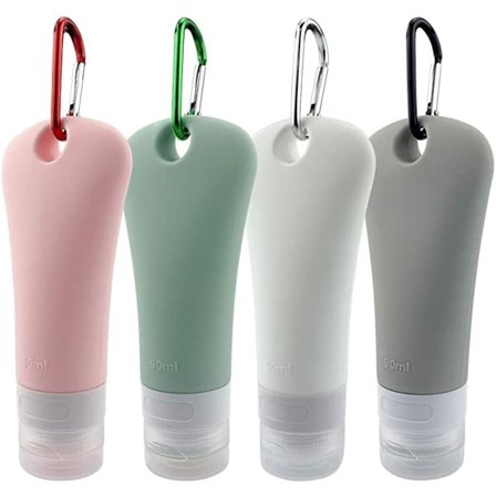 Silikon reiseflasker sett silikon reiseflasker sett, lekkasjefrie klemmbare bærbare rør, reisestørrelse toalettartikler beholdere